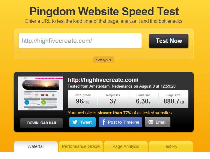 Website speed test_before